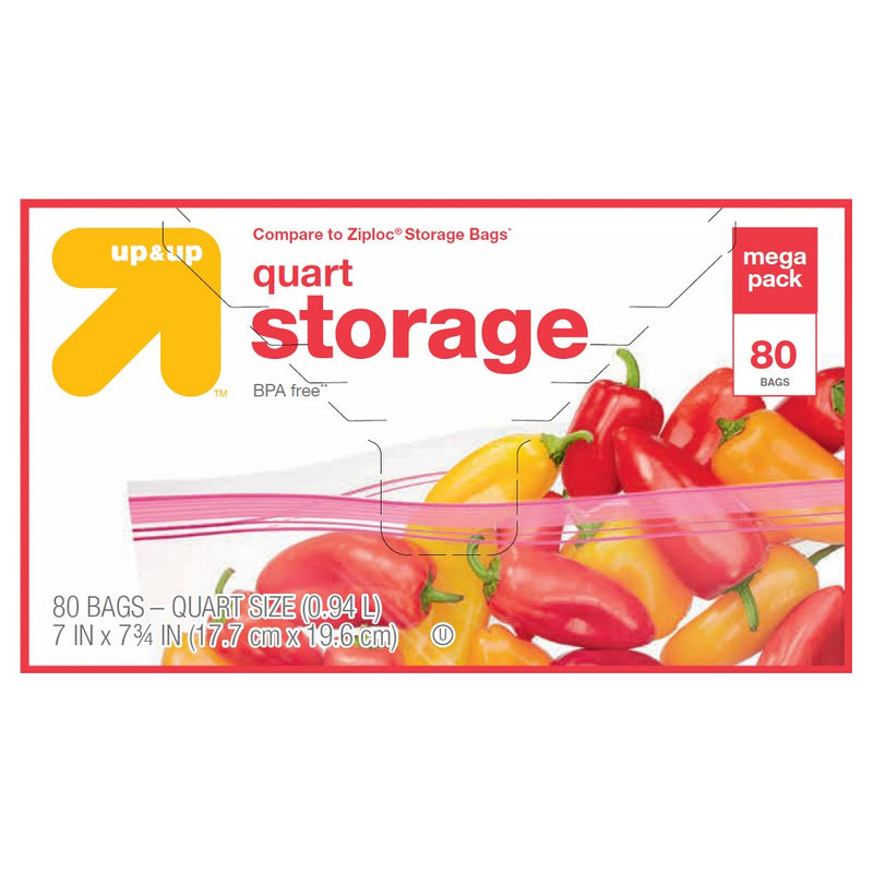Quart Storage Bags - 80ct - Up&Up (Compare to Ziploc Storage Bags)