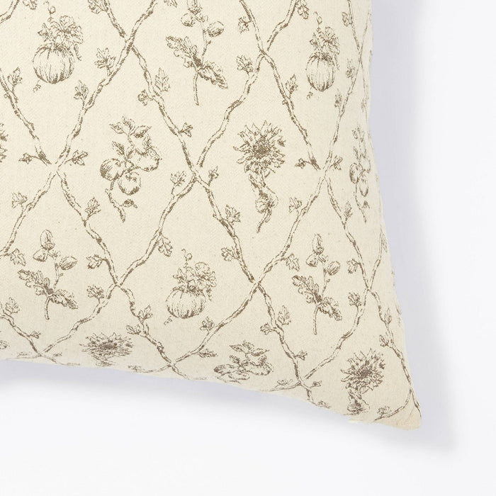 Oversized Woven Harvest Square Throw Pillow Cream/Dark Brown - Threshold designed with Studio McGee: Floral Cotton, Indoor Use, Removable Cover