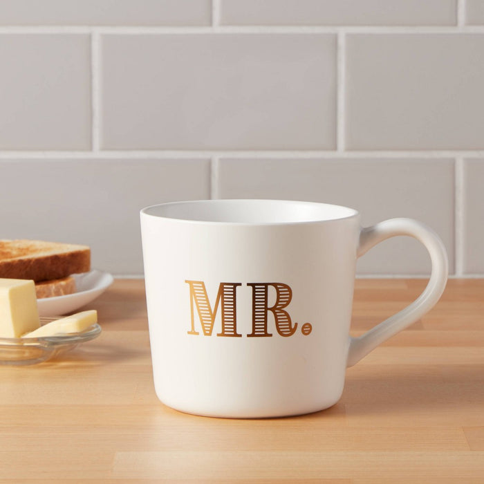 15oz Stoneware Mr. Mug - Threshold: Traditional White Drinkware, Dishwasher & Microwave Safe, Wedding Gift Idea