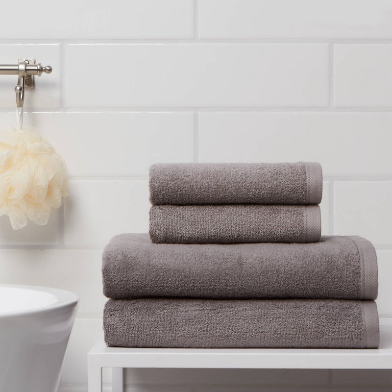 4pk Antimicrobial Assorted Bath and Hand Towel SetGray - Room Essentials: Cotton Terry, Midweight GSM, Machine Washable