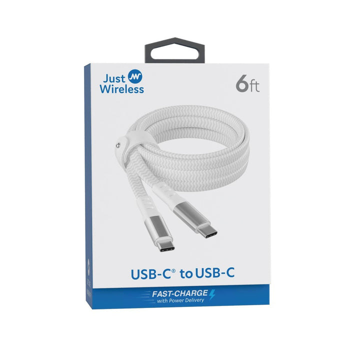 Just Wireless 6' Ultra Braided USB-C to USB-C Flat Cable - Dove