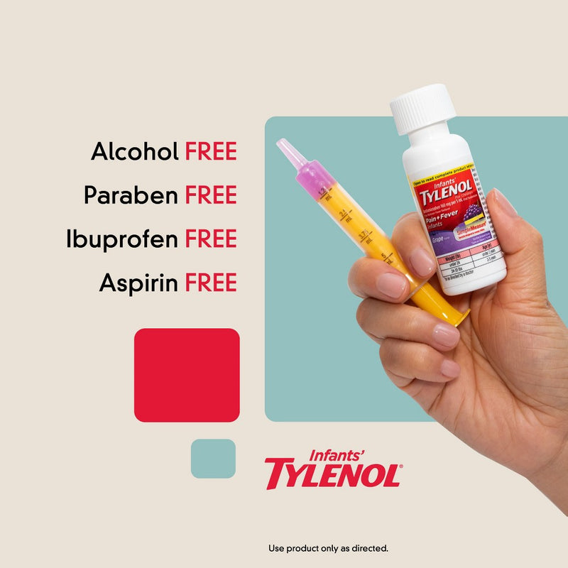 Infants' Tylenol Pain Reliever and Fever Reducer Liquid Drops - Acetaminophen - Grape - 1 fl oz
