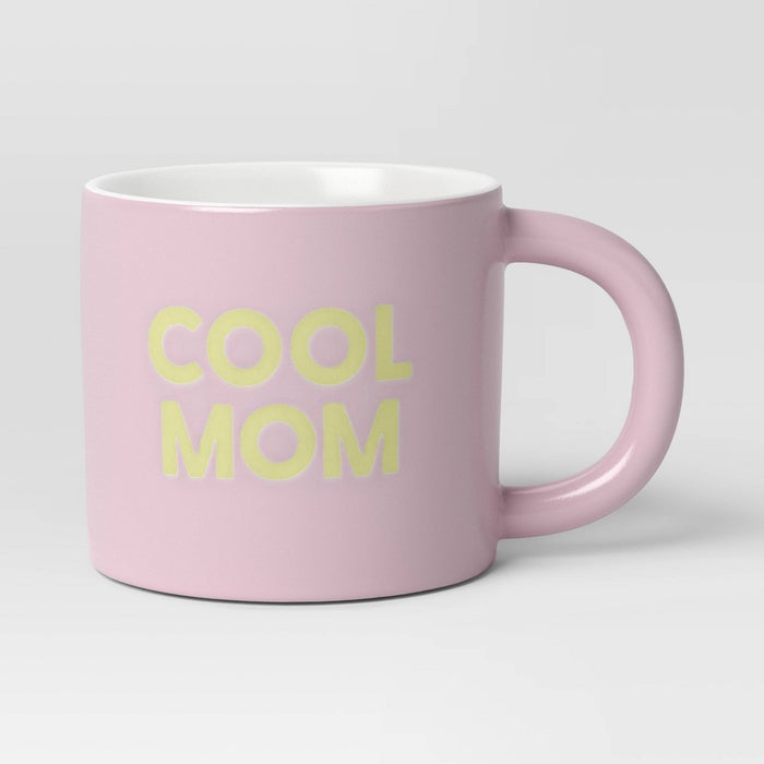 16oz Stoneware Cool Mom Mug Pink - Room Essentials: Coffee Mugs, Microwave & Dishwasher-Safe Drinkware
