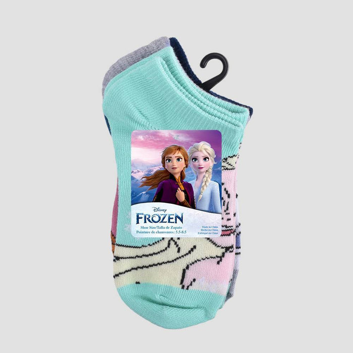 Girls' Frozen 6pk No Show Socks - Blue/Gray XS/S