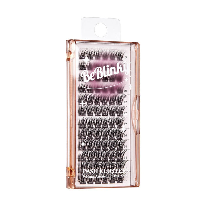 BeBlinky False Eyelash Clusters 02, 9-16 mm, Wide Band, 72pcs. - Wispy
