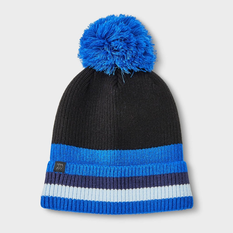 Kids' Striped Cuff Pom Beanie - All In Motion Cobalt Blue One Size Fits Most