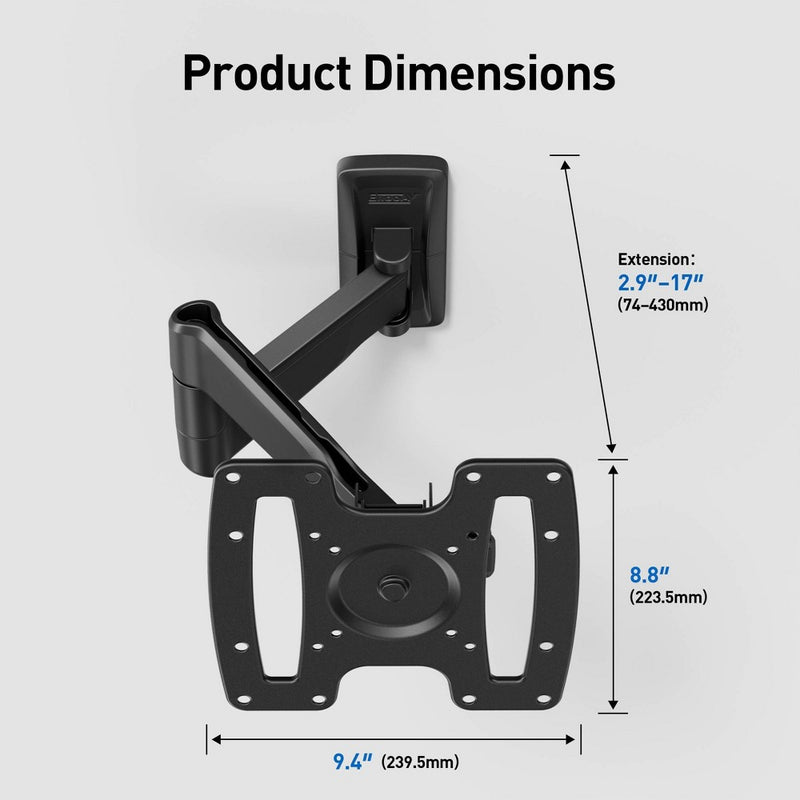 ErgoAV Small Motion TV Wall mount 19"- 43" TVs