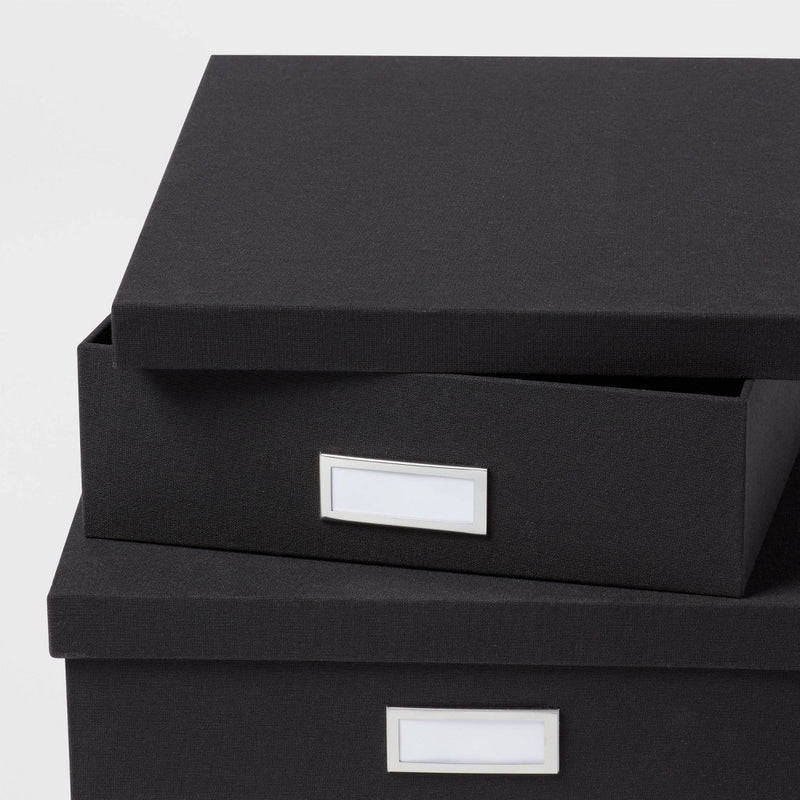 Canvas Desk Storage Box Set of 2 Black - Brightroom: Office Organization, Polyester Canvas, Desk Organizers, 18"x12.5"x3.75"