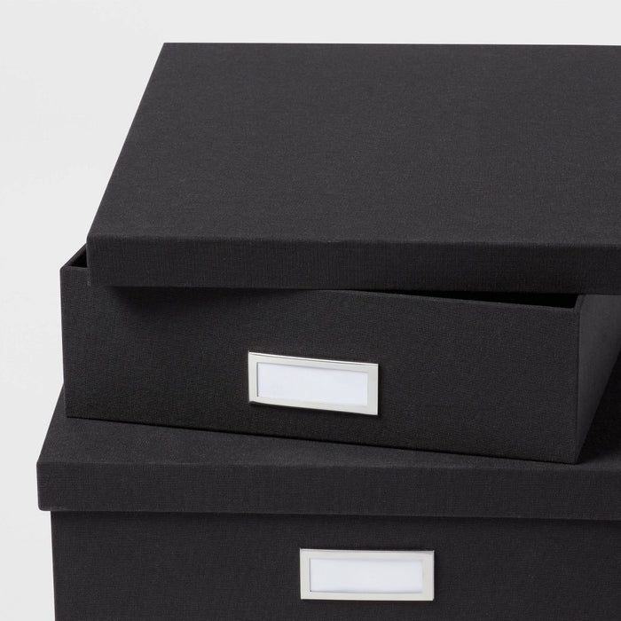 Canvas Desk Storage Box Set of 2 Black - Brightroom: Office Organization, Polyester Canvas, Desk Organizers, 18"x12.5"x3.75"