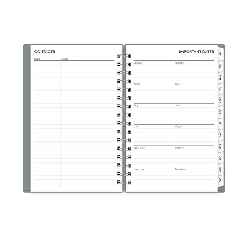 BlueSky 2025 Daily/Monthly Planner 8.19"x6.38" Slate Gray Arrows: Wire-Bound, Adult, Tabs, Small Paper Size