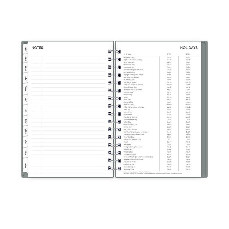 BlueSky 2025 Daily/Monthly Planner 8.19"x6.38" Slate Gray Arrows: Wire-Bound, Adult, Tabs, Small Paper Size