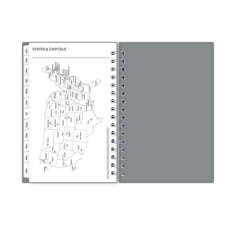 BlueSky 2025 Daily/Monthly Planner 8.19"x6.38" Slate Gray Arrows: Wire-Bound, Adult, Tabs, Small Paper Size