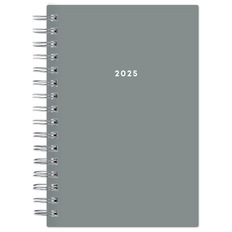 BlueSky 2025 Daily/Monthly Planner 8.19"x6.38" Slate Gray Arrows: Wire-Bound, Adult, Tabs, Small Paper Size