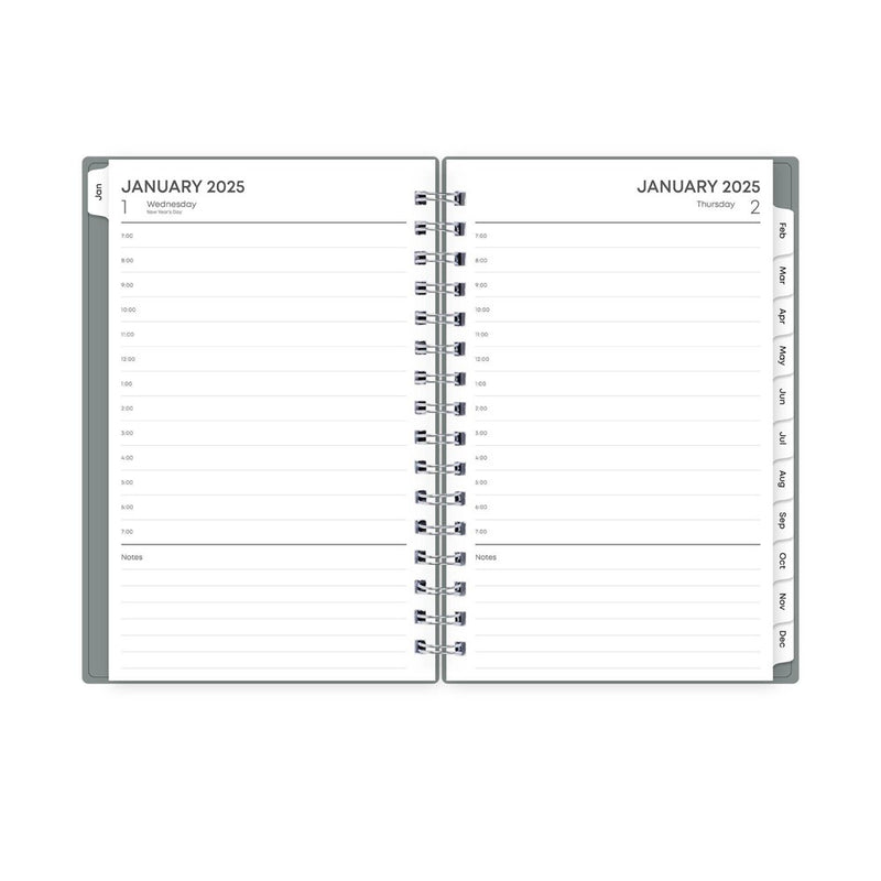BlueSky 2025 Daily/Monthly Planner 8.19"x6.38" Slate Gray Arrows: Wire-Bound, Adult, Tabs, Small Paper Size