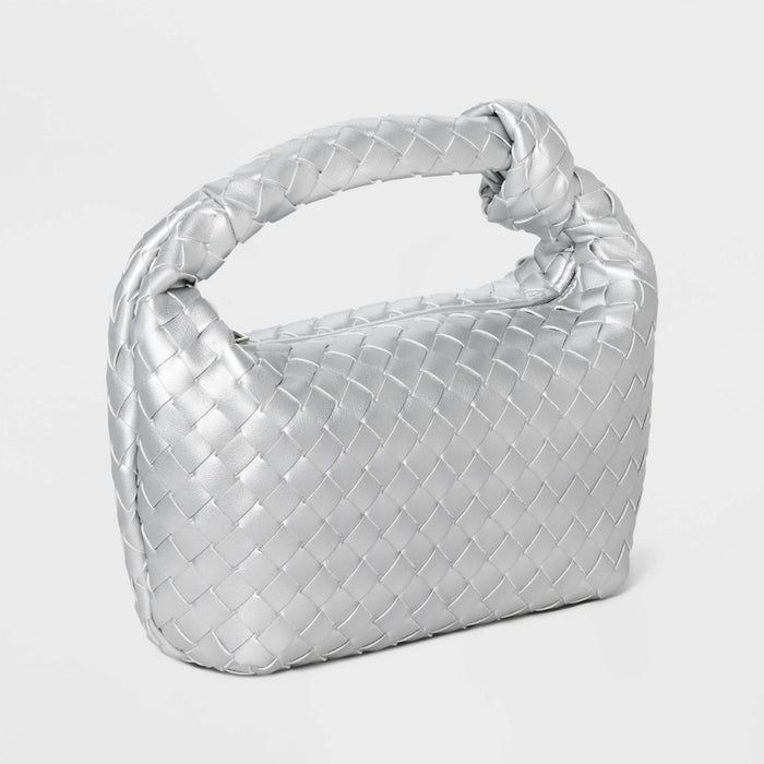 Mini Woven Handbag Clutch - A New Day Metallic Silver