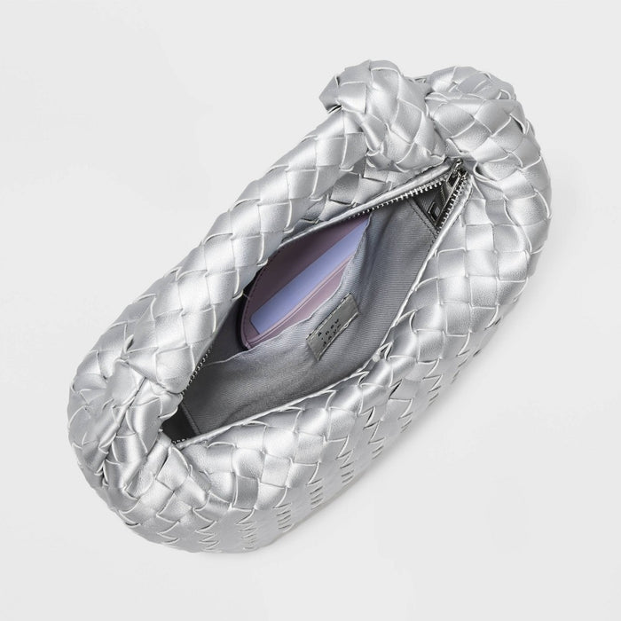 Mini Woven Handbag Clutch - A New Day Metallic Silver