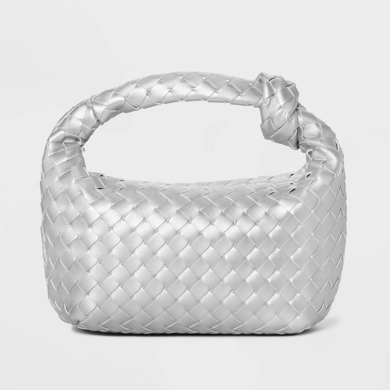 Mini Woven Handbag Clutch - A New Day Metallic Silver