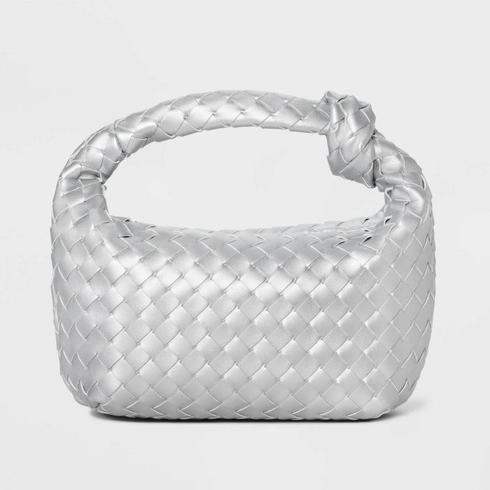 Mini Woven Handbag Clutch - A New Day Metallic Silver