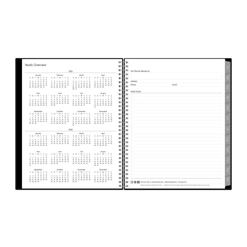 BlueSky 2025 Weekly/Monthly Planner 11.18"x9.37" Wirebound Black: Adult Stationery, Paper, Tabs, January-December