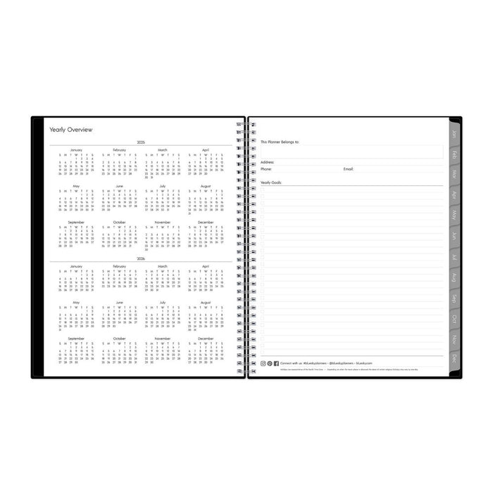 BlueSky 2025 Weekly/Monthly Planner 11.18"x9.37" Wirebound Black: Adult Stationery, Paper, Tabs, January-December