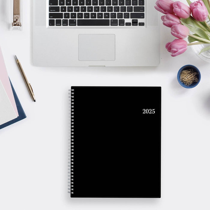 BlueSky 2025 Weekly/Monthly Planner 11.18"x9.37" Wirebound Black: Adult Stationery, Paper, Tabs, January-December