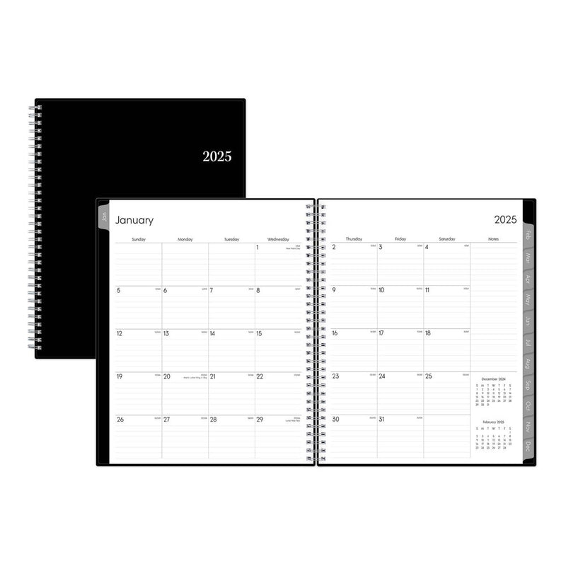 BlueSky 2025 Weekly/Monthly Planner 11.18"x9.37" Wirebound Black: Adult Stationery, Paper, Tabs, January-December