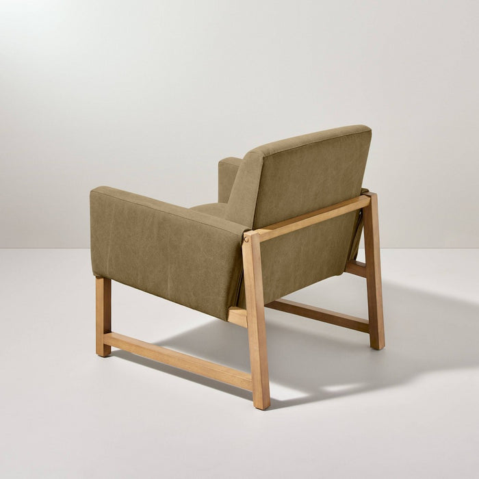 Canvas Upholstered Accent Arm Chair - Khaki: Rubberwood Frame, Foam Cushion - Hearth & Hand with Magnolia (LOCAL PICKUP ONLY)