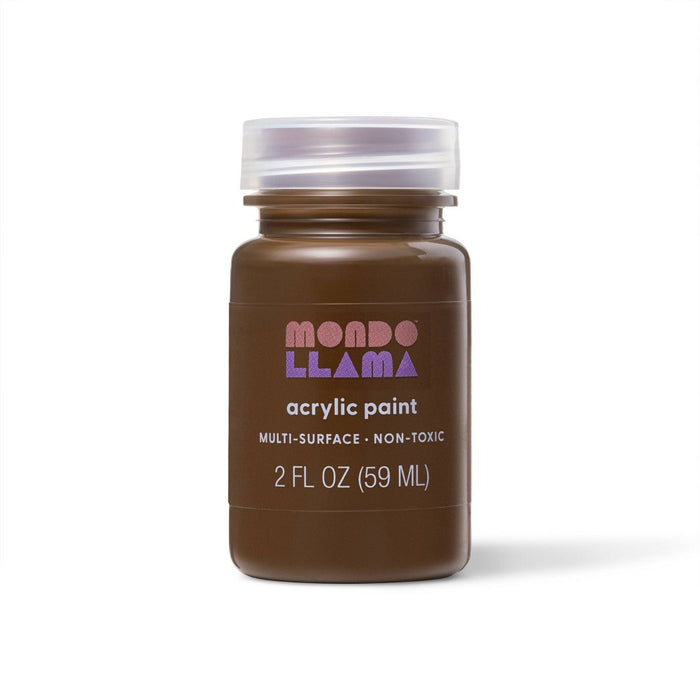 2 fl oz Satin Acrylic Paint Dark Chocolate - Mondo Llama: Multi-Surface, Non-Toxic, Water-Based Craft Paint