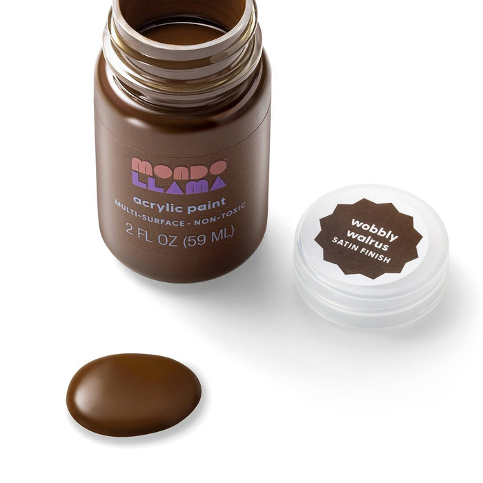 2 fl oz Satin Acrylic Paint Dark Chocolate - Mondo Llama: Multi-Surface, Non-Toxic, Water-Based Craft Paint