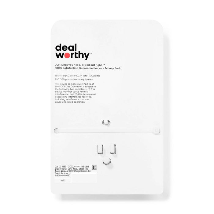 6-Outlet Surge Protector Wall Tap 900J with USB C and USB A - dealworthy White