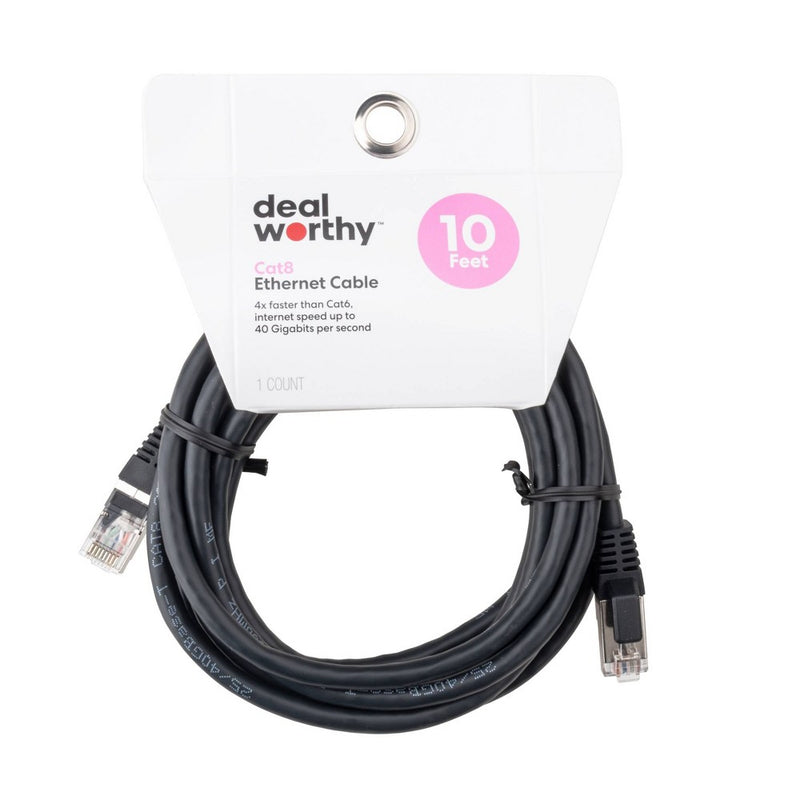 10' Cat 8 Ethernet Cable - dealworthy - Black