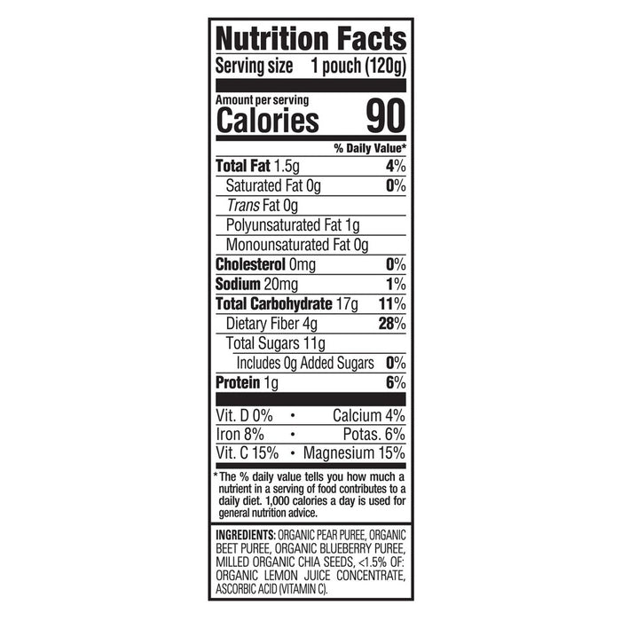 HappyTot Super Foods 4pk Organic Pears Beets Blueberries with Super Chia Baby Food Pouches - 4pk/16.88oz