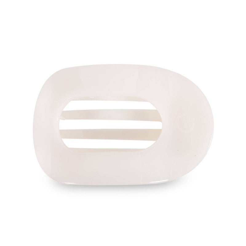 TELETIES Large Flat Round Hair Clip - Coconut White