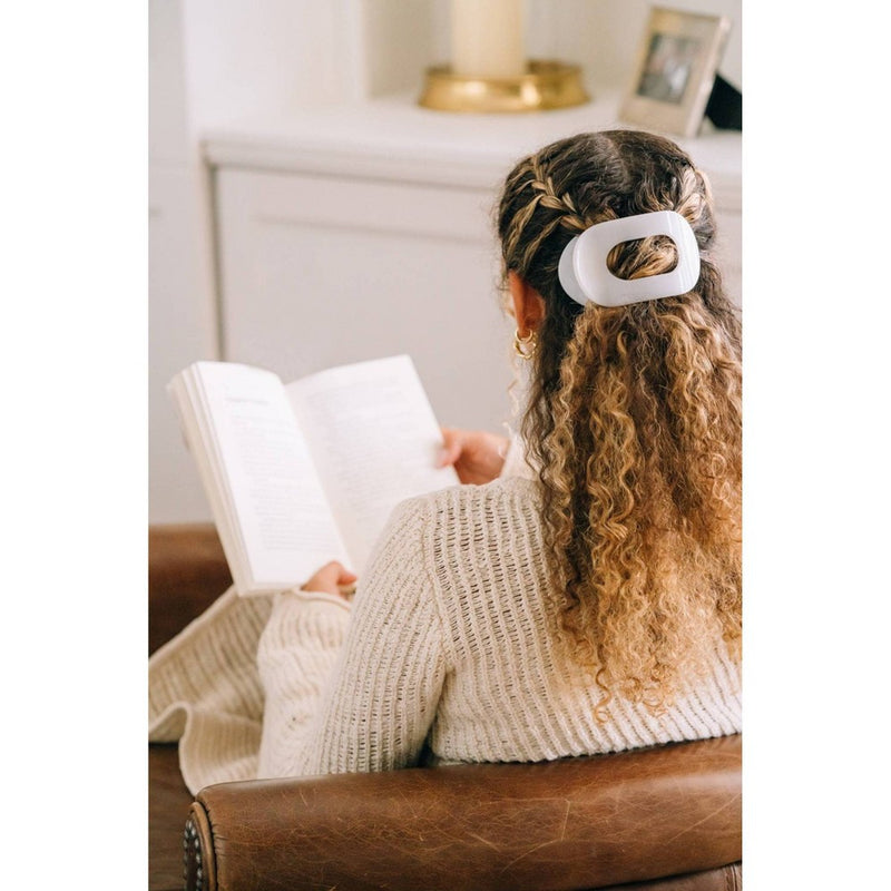 TELETIES Large Flat Round Hair Clip - Coconut White