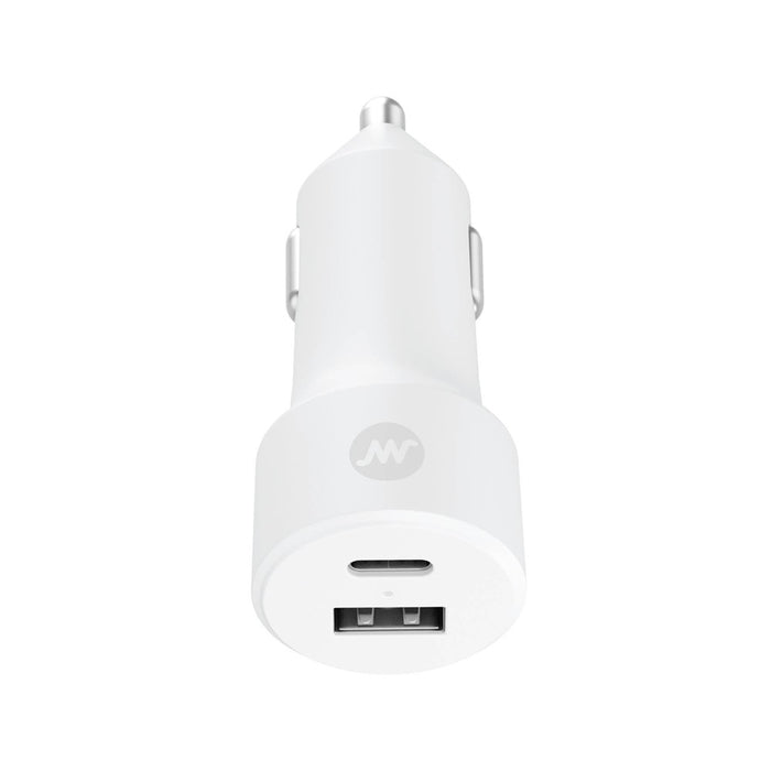 Just Wireless Pro Series 32W 2-Port USB-A & USB-C Car Charger - White