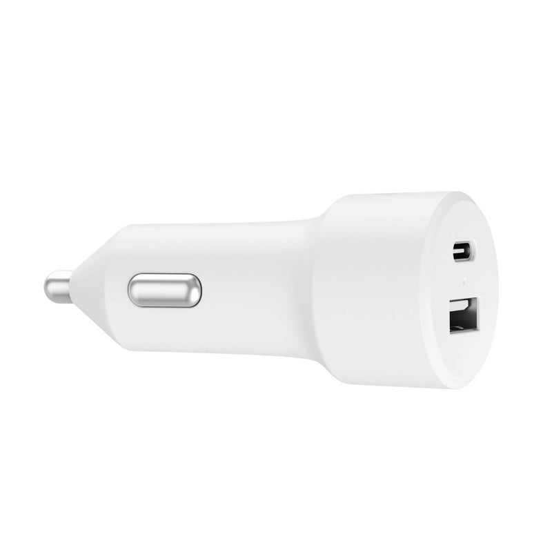 Just Wireless Pro Series 32W 2-Port USB-A & USB-C Car Charger - White