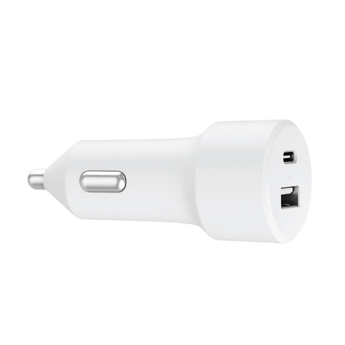Just Wireless Pro Series 32W 2-Port USB-A & USB-C Car Charger - White