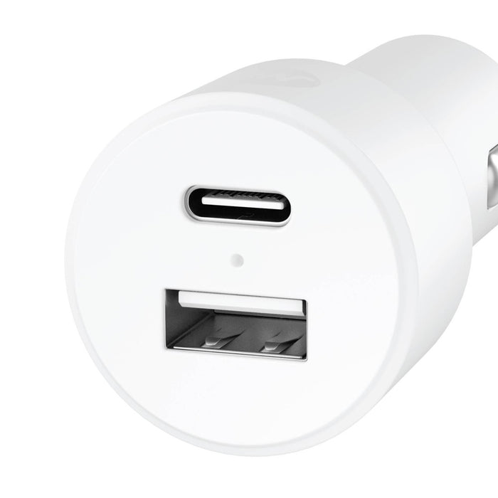 Just Wireless Pro Series 32W 2-Port USB-A & USB-C Car Charger - White