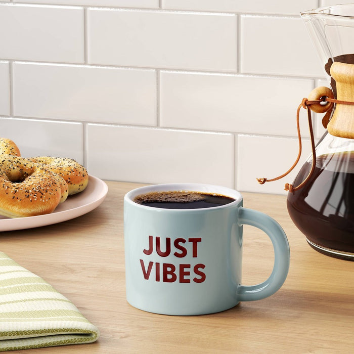 16oz Stoneware Just Vibes Mug Mint Green - Room Essentials: Coffee Mugs, Microwave & Dishwasher Safe Drinkware