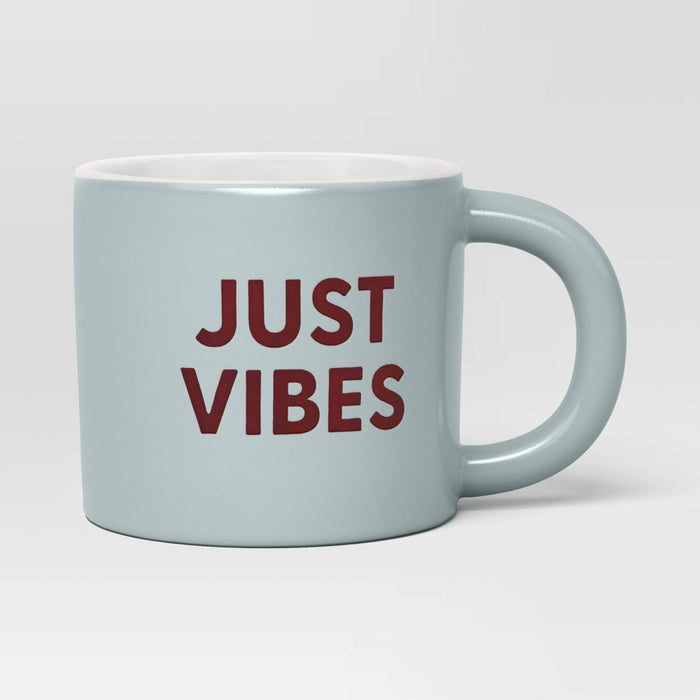 16oz Stoneware Just Vibes Mug Mint Green - Room Essentials: Coffee Mugs, Microwave & Dishwasher Safe Drinkware