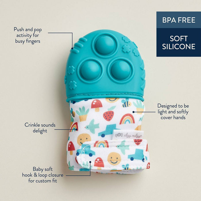 Itzy Ritzy Popper Teether Mitt - Teal