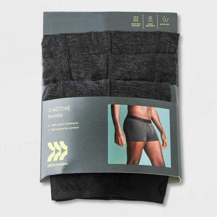 Men's All Day Active Trunks 3pk - All In Motion Black M