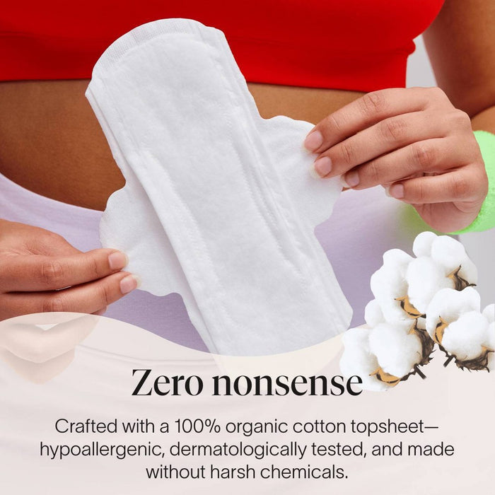 Cora Made-to-Move Regular Pads with Wings Organic Cotton Topsheet Ultra Thin - Regular Absorbency - 28ct