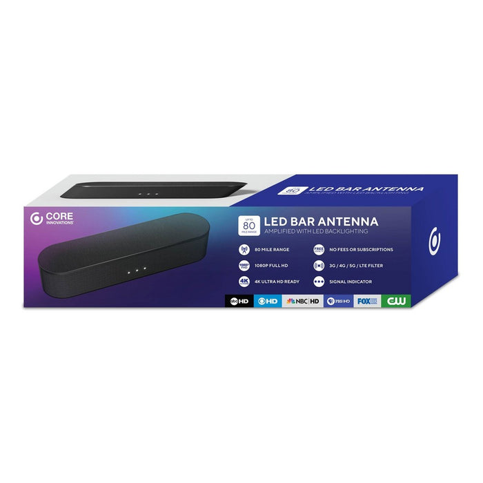Core Innovations 80-Mile Indoor Antenna Bar with LED Lighting