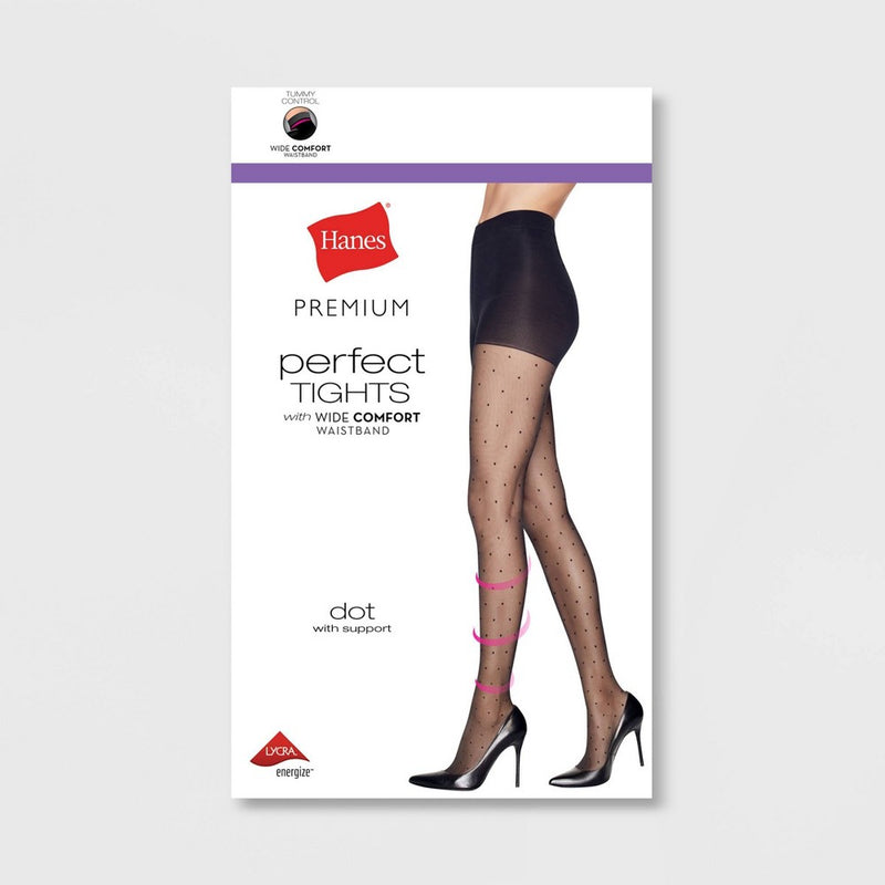 Hanes Premium Women's Pindot Perfect Tights - Black M