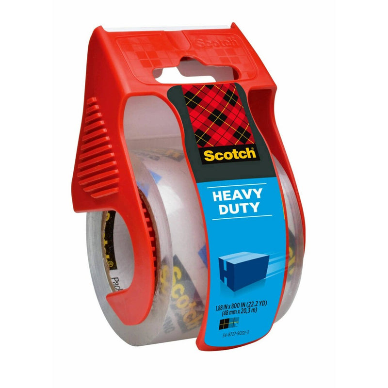 Scotch Heavy Duty Shipping Packing Tape, Holiday Shipping Supplies, 1.88 in. x 27.7 yd., 1 Tape Roll with Dispenser