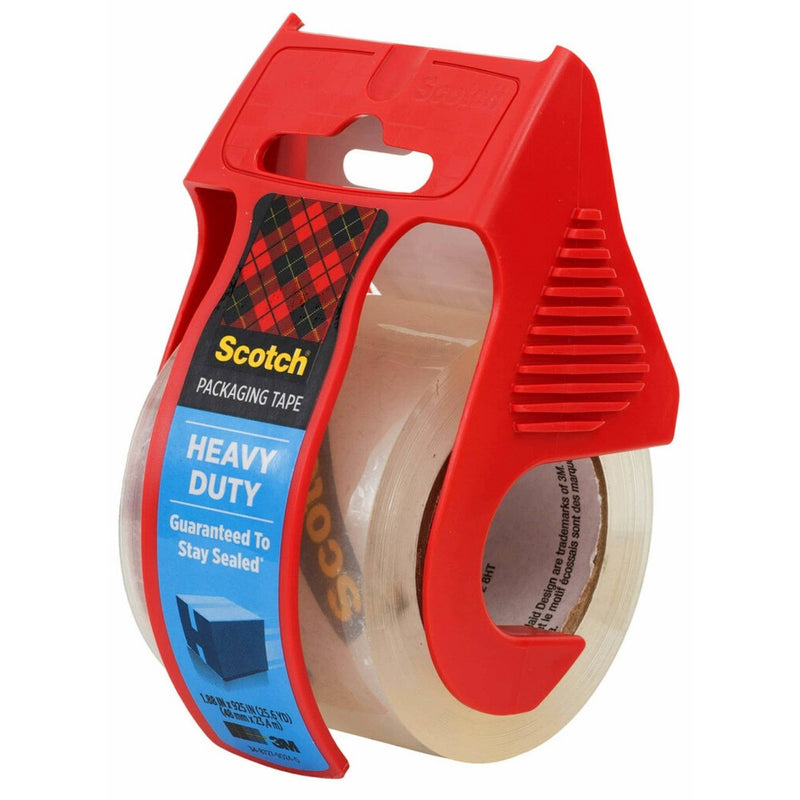 Scotch Heavy Duty Shipping Packing Tape, Holiday Shipping Supplies, 1.88 in. x 27.7 yd., 1 Tape Roll with Dispenser
