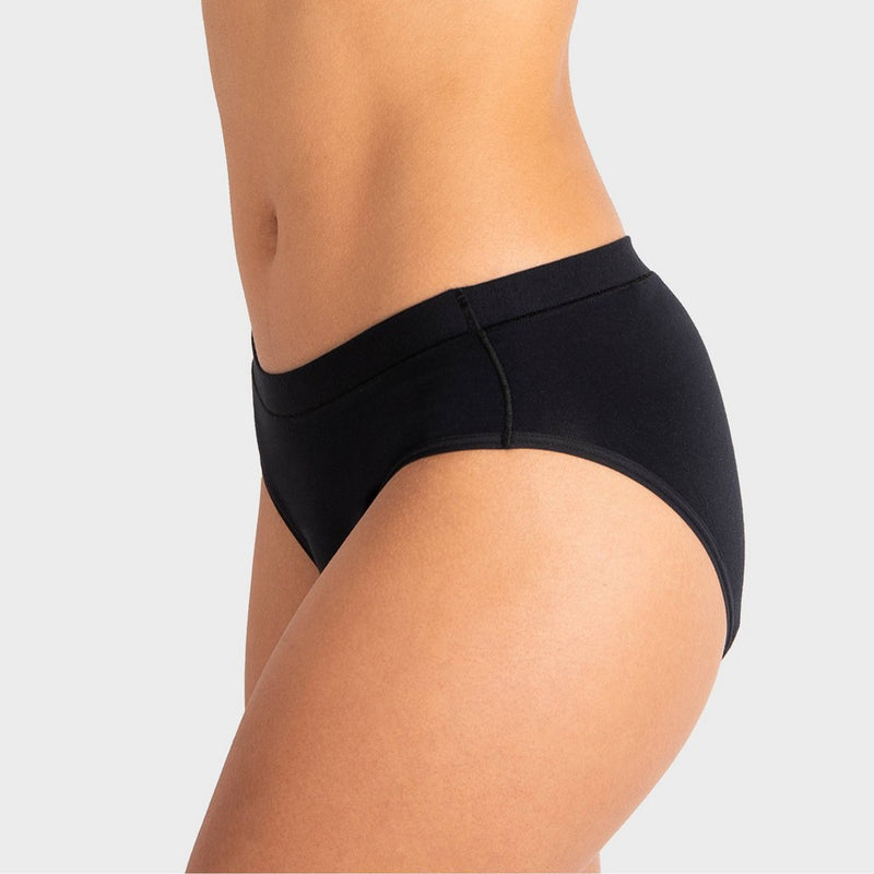 Saalt Heavy Absorbency Briefs Super Soft Modal Comfort Leak Proof Women's Period Underwear - Volcanic Black - L