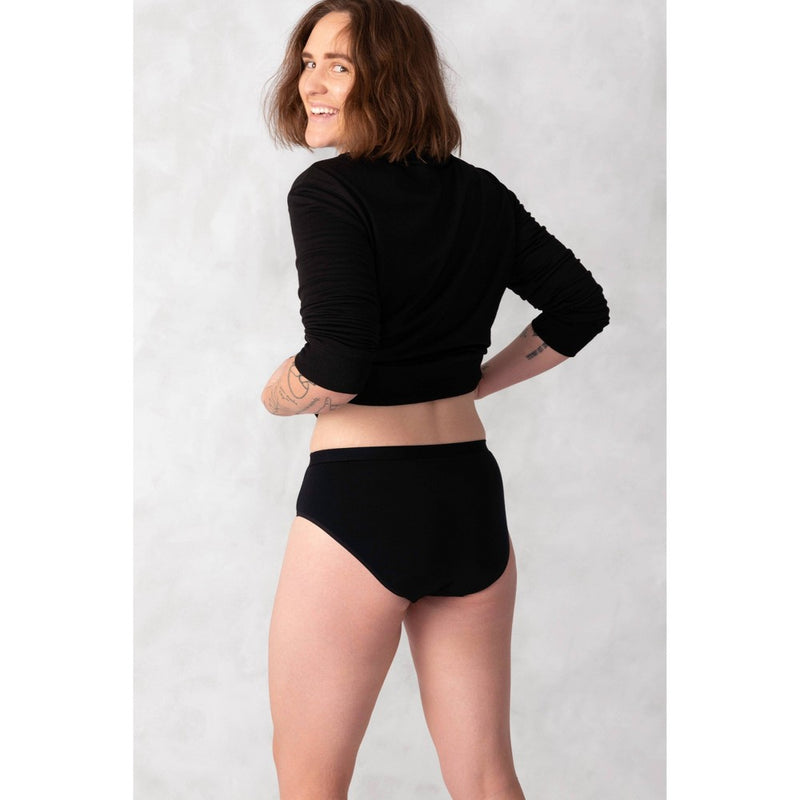 Saalt Heavy Absorbency Briefs Super Soft Modal Comfort Leak Proof Women's Period Underwear - Volcanic Black - L