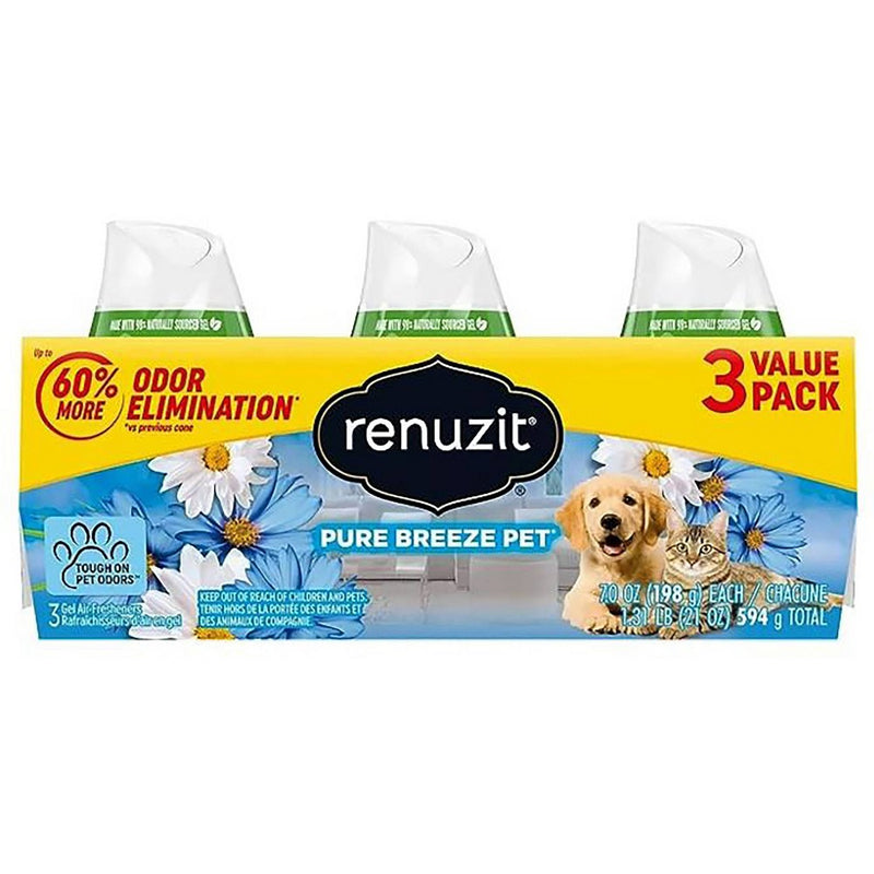Renuzit Tough on Pet Odors Gel Air Freshener - Pure Breeze - 7oz/3pk